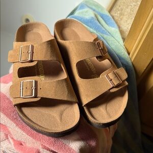 Birkenstock tan Brown suede sandals